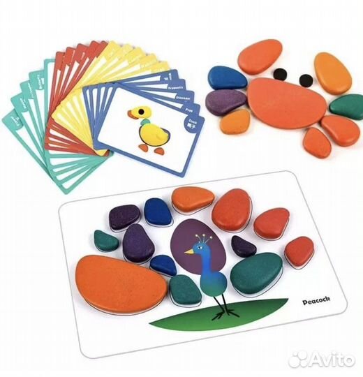 Камешки Монтессори «Цветная галька»