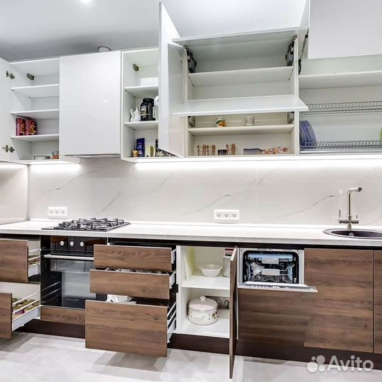 Прямая кухня с мдф фасадами