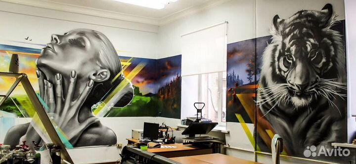 Цифровая печать изображений на стенах, на холсте