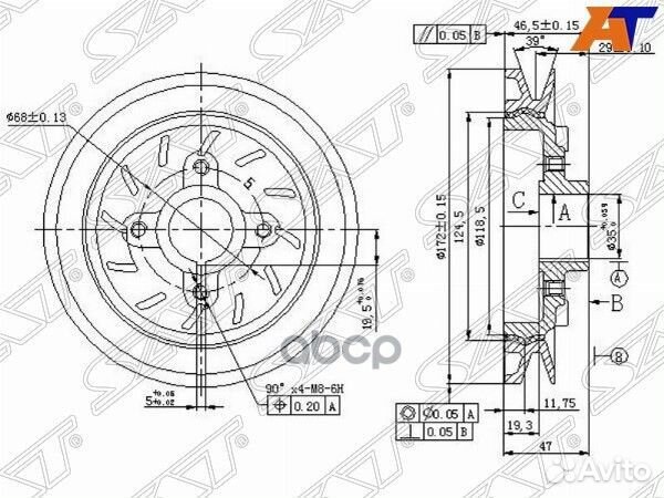 Шкив коленвала mitsubishi pajero 4D56 (один руч
