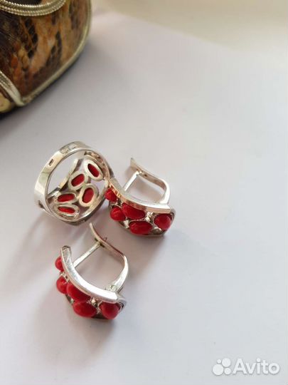 Набор серебро с элементами золота