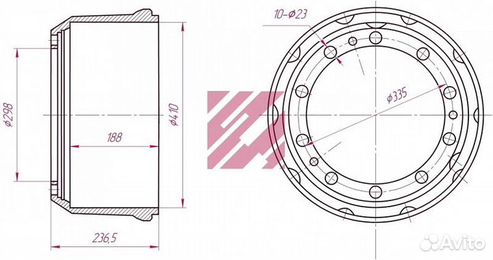 Барабан тормозной Мерседес.6244210201, 164910005
