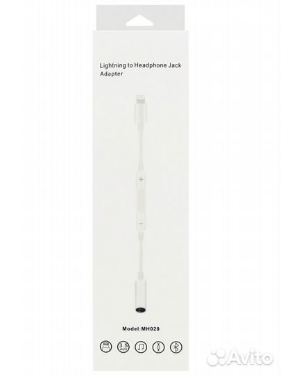 Переходник MH020, Lightning - Jack 3.5, 14 см, бел