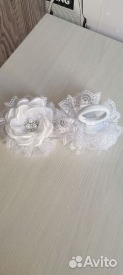 Бантики белые с кружевом