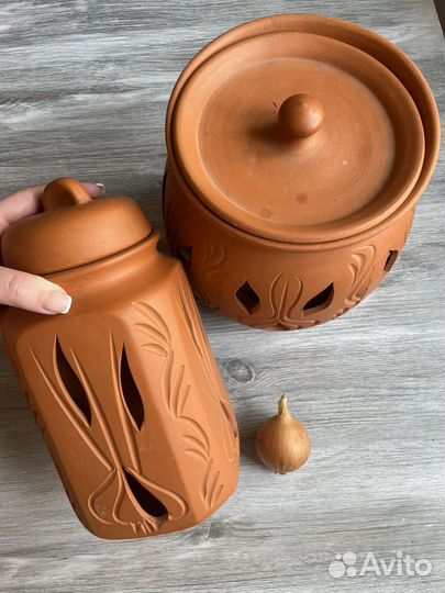 Банка емкость для лука / чеснока керамика