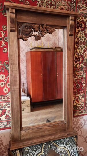 Зеркало в дубовой раме. Ручная работа, резьба