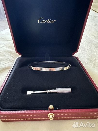 Браслет cartier love белое золото