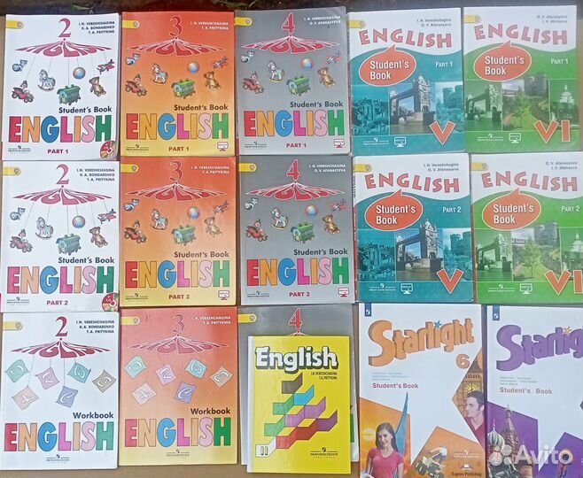 Учебники Английский язык, Верещагина 2,3,4,5,6, Кл