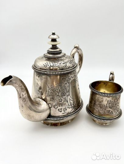 Кофейный/ чайный набор Немиров-Колодкин серебро 84