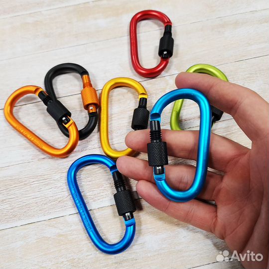 Карабин D-Тип 8см NH008 со стопором (алюм.) (микс)