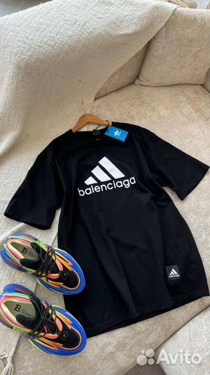 Модная Футболка adidas-balenciaga Оверсайз