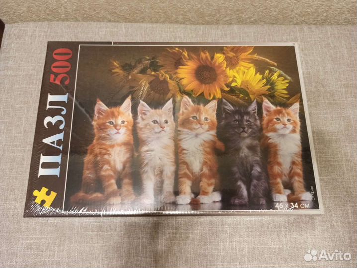 Новые Пазлы Снежные Барсы 1000 шт и Котята 500 шт