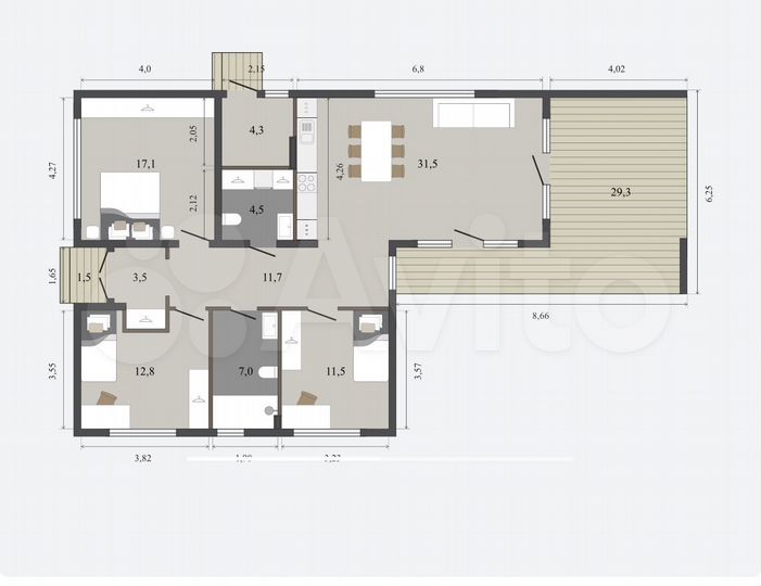 Коттедж 134 м² на участке 7 сот.