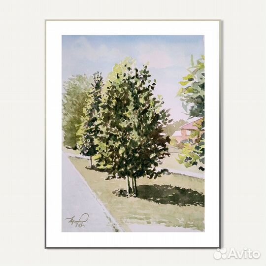 Акварельная картина миниатюра 