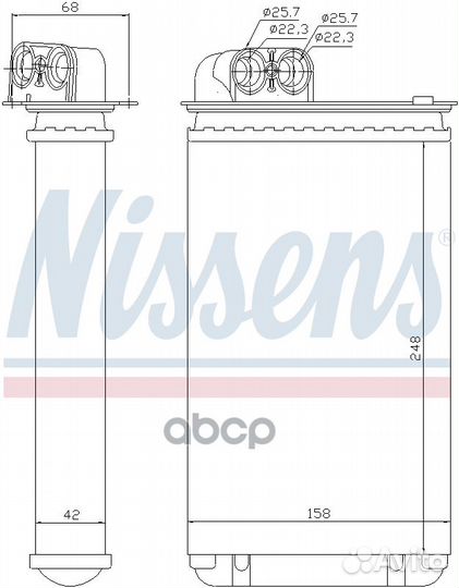 Радиатор отопителя 250x158 72936 Nissens