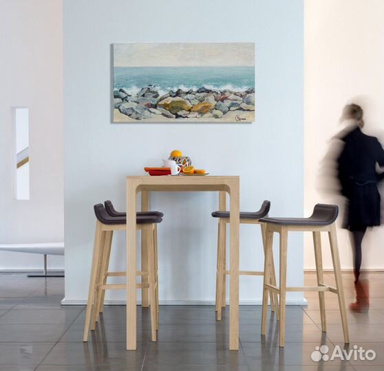 Картина на холсте. Зимнее море в Сочи