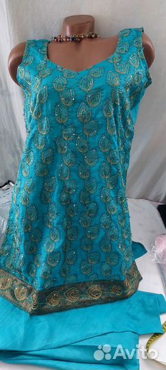 Шальвар камиз сет индия сари шитье р.46-48-50