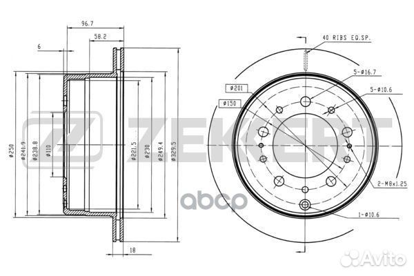 Диск торм. зад. Lexus LX470 (J100) 98- Toyota