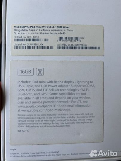 Плашет Apple iPad mini 2 16Gb Wi-Fi + Cellular (me