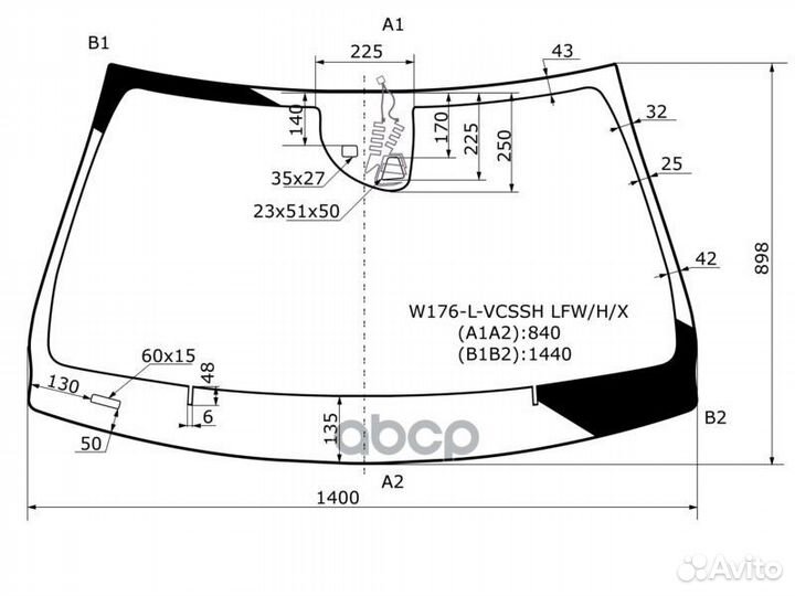Стекло лобовое (Одна камера/ Датчик дождя) Merc