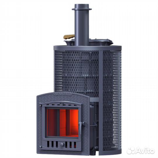 Чугунная печь для бани avangard зк 40 (П2) Ураган в круглой сетке