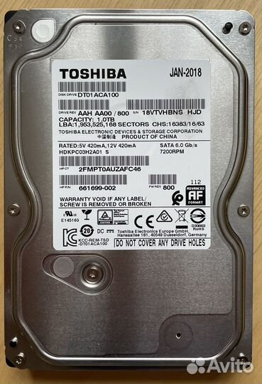 Жесткий диск 1 тб Toshiba и ssd nvme samsung 128гб