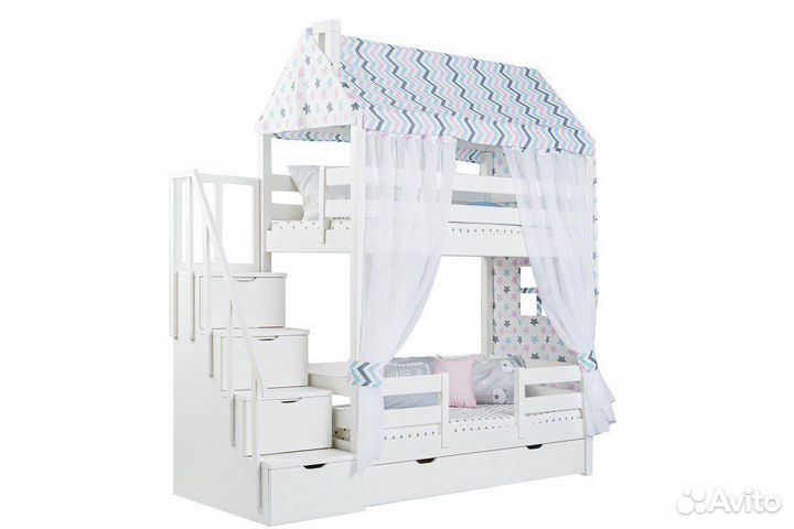 Балдахин на двухъярусную кровать домик