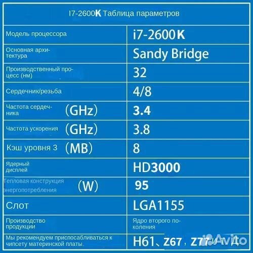 Процессор Intel inter i7-2600