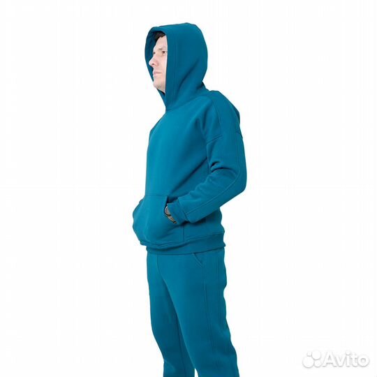 56347 Костюм спортивный мужской с начесом, бирюзов