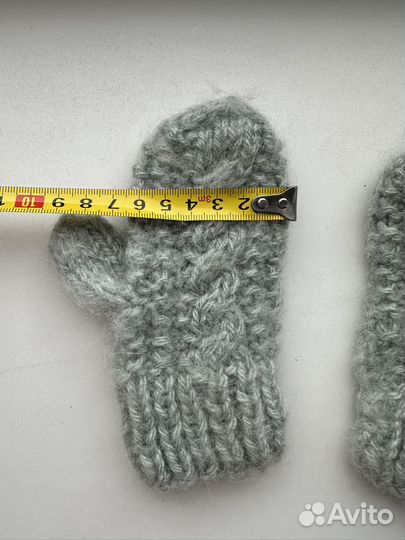 Варежки детские вязаные зимние шерстяные серые