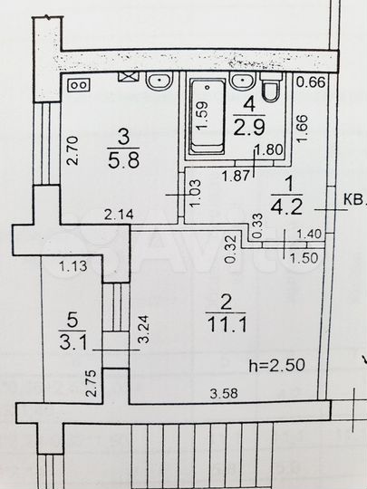 1-к. квартира, 24 м², 3/5 эт.