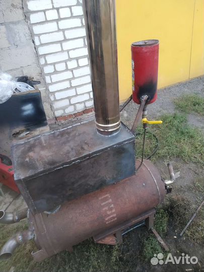 Буржуйка на дровах и масле с водяной рубашкой