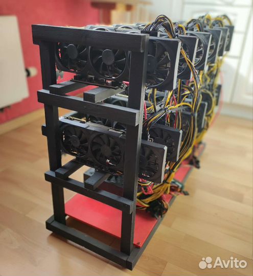 Риг на 12 видеокарт cmp50hx для майнинга бп2x2000w