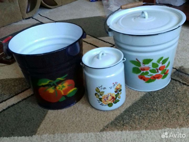 Бидон, ведра и таз