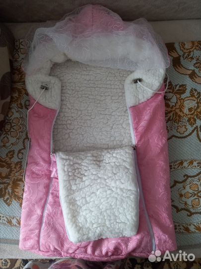Зимний конверт в коляску на овчине