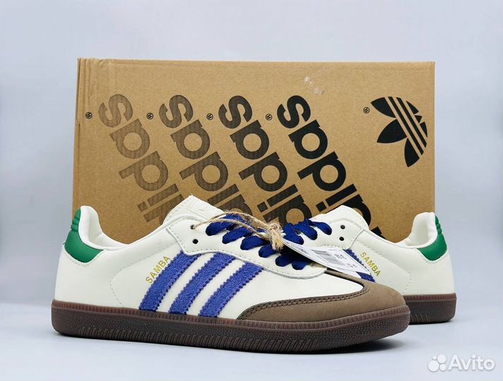 Кеды Adidas Samba OG Off White Purple Green