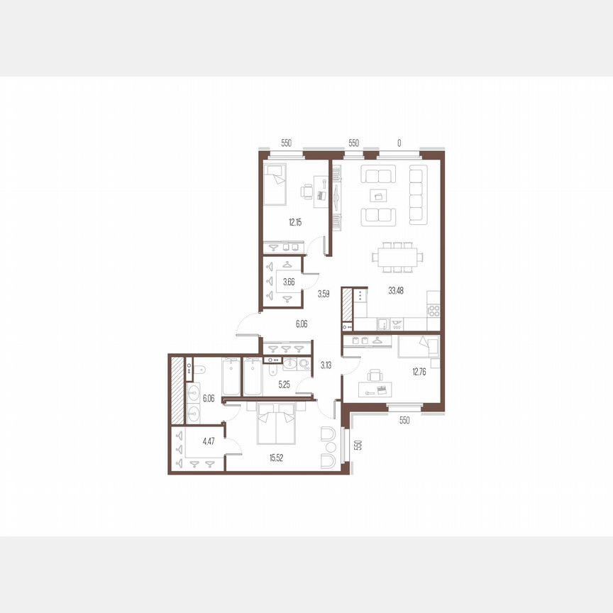 3-к. квартира, 106,1 м², 8/10 эт.