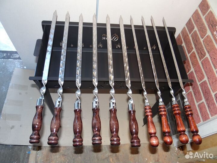 Шампур 450*12*3мм, нержавейка, дер.ручка