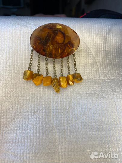 Брошь Янтарь Винтаж