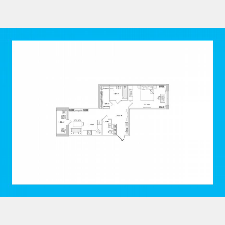 1-к. квартира, 57,8 м², 1/14 эт.