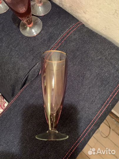 Набор винтажных бокалов из розового стекла СССР