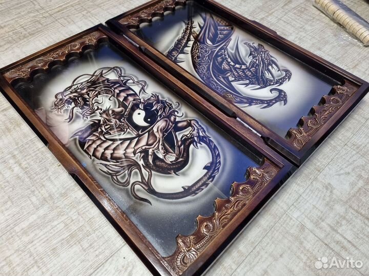 Нарды ручной работы со стеклом