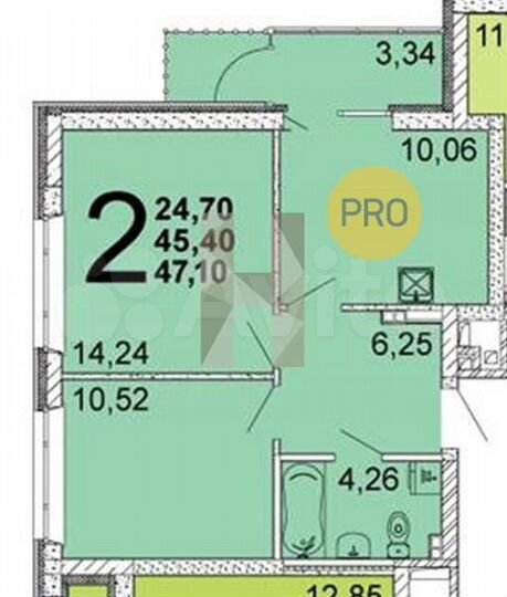 2-к. квартира, 47 м², 4/10 эт.