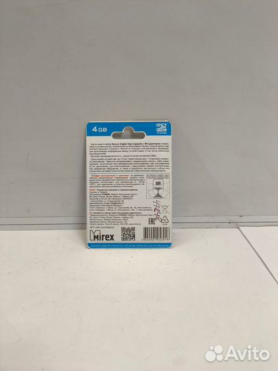 Карта памяти microSD 4GB mirex cl.4 +1ad