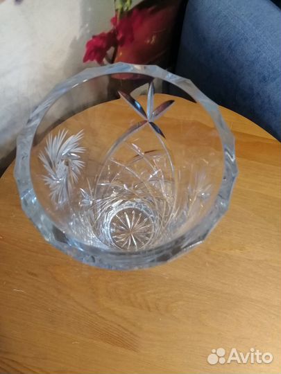 Большая хрустальная ваза под цветы. СССР