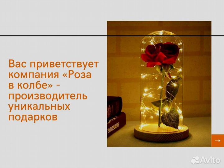 Неувядающая роза в колбе