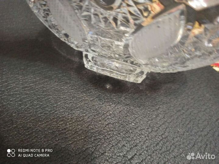Ваза на ножке, хрусталь, 27,5 см в диаметре. СССР