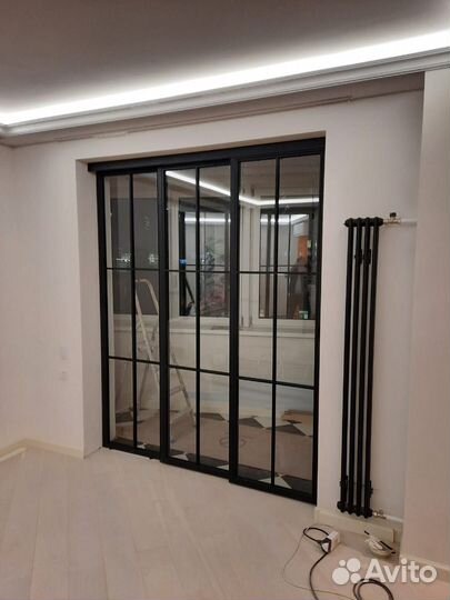 Перегородки раздвижные без нижней рельсы