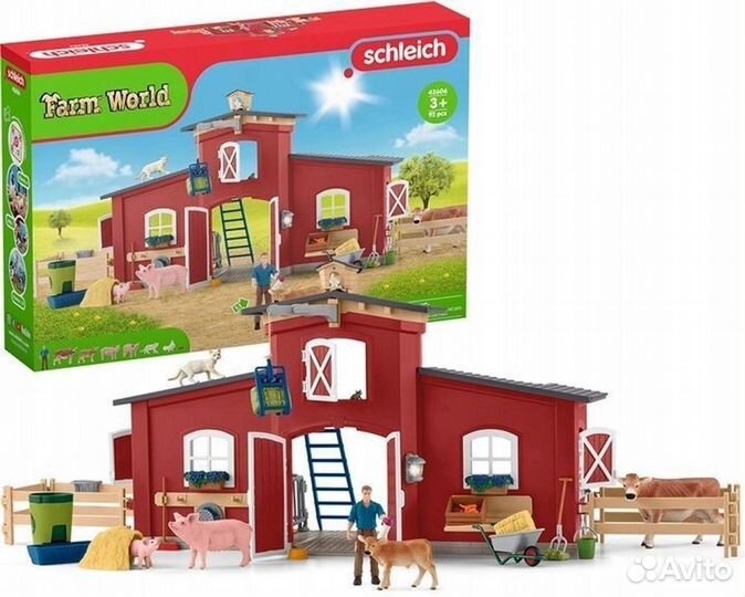 Schleich Farm World Большая красная ферма с животн