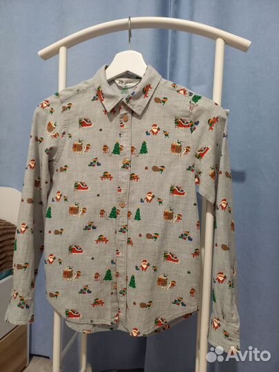 HM Новогодняя рубашка кофта 134 140